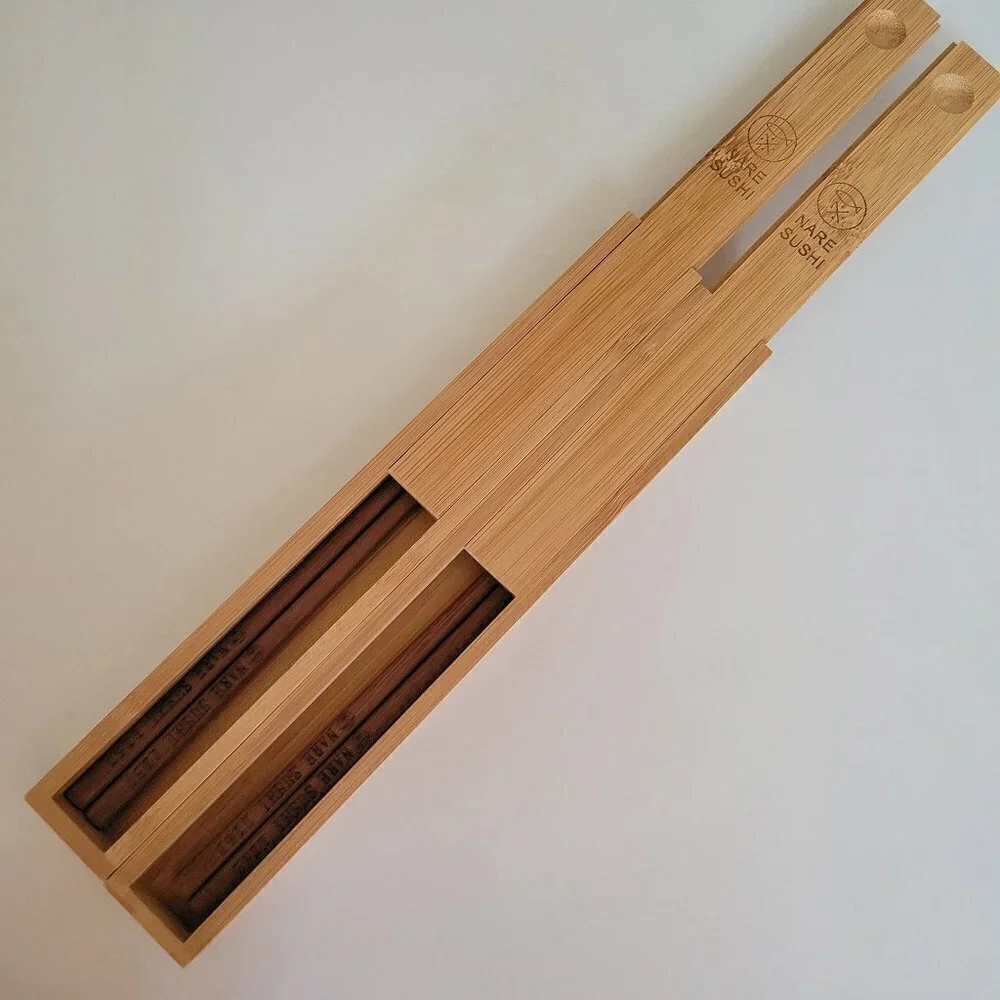 NEW Nare Sushi Bamboo Wood Natural Chopsticks Set - Picture 6 of 8